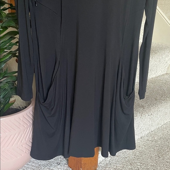 Betabrand Classic Black Silk Blend Dress W/ Pockets - Picture 4 of 10